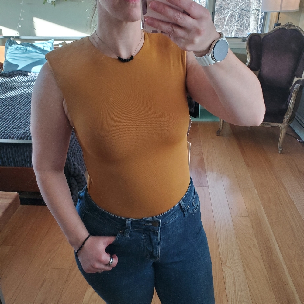 Babaton copper spice contour shoulder bodysuit